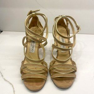Jimmy Choo Metallic Gold Sandals | Size 6|